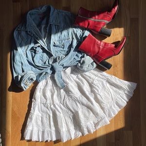 White Knee Length Skirt